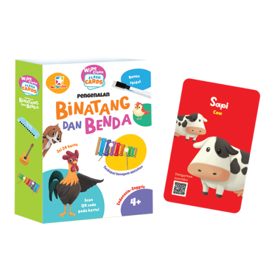 Opredo Wipe Clean Flash Cards: Pengenalan Binatang & Benda