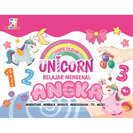 Opredo Wipe Clean Unicorn - Belajar Mengenal Angka