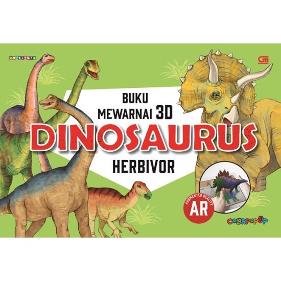 Buku Mewarnai 3D: Dinosaurus: Herbivor