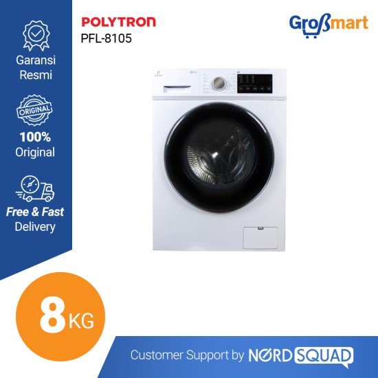 Mesin Cuci 1 Tabung Polytron 8 Kg Front Loading PFL-8105