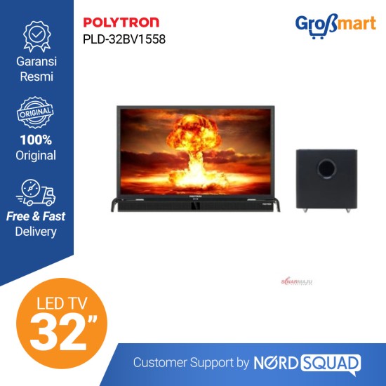 LED TV 32 Inch Polytron HD Ready Cinemax Soundbar + Sound Wave PLD-32BV1558