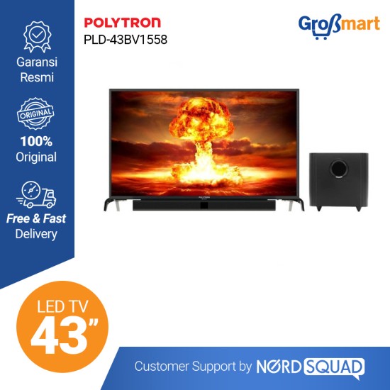 LED TV 43 Inch Polytron Full HD Cinemax Soundbar + Sound Wave PLD-43BV1558