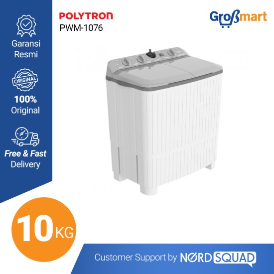 MESIN CUCI 2 TABUNG POLYTRON 10 KG TWIN TUB PWM-1076