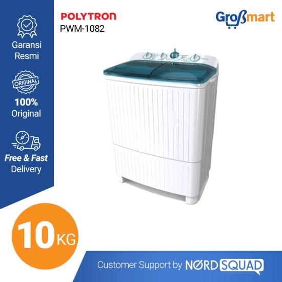 MESIN CUCI 2 TABUNG POLYTRON 10 KG TWIN TUB PWM-1082