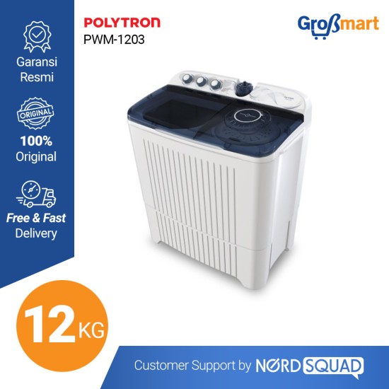 Mesin Cuci 2 Tabung Polytron 12 KG Twin Tub PWM-1203 / PWM 1203 / PWM1203 B/X