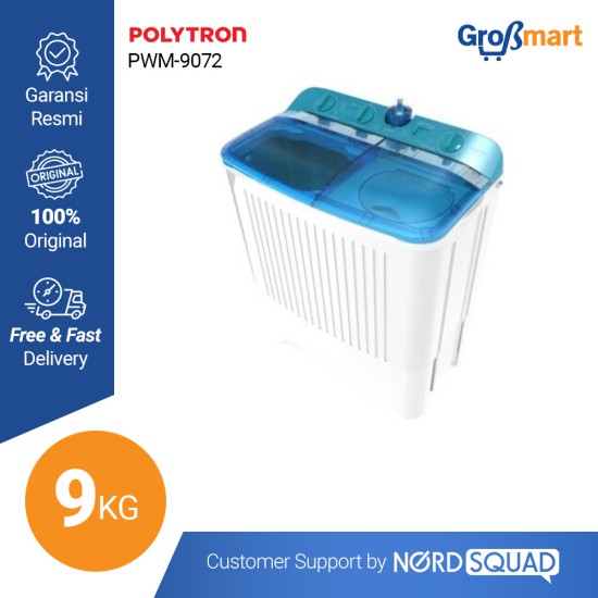 MESIN CUCI 2 TABUNG POLYTRON 9 KG TWIN TUB PWM-9072